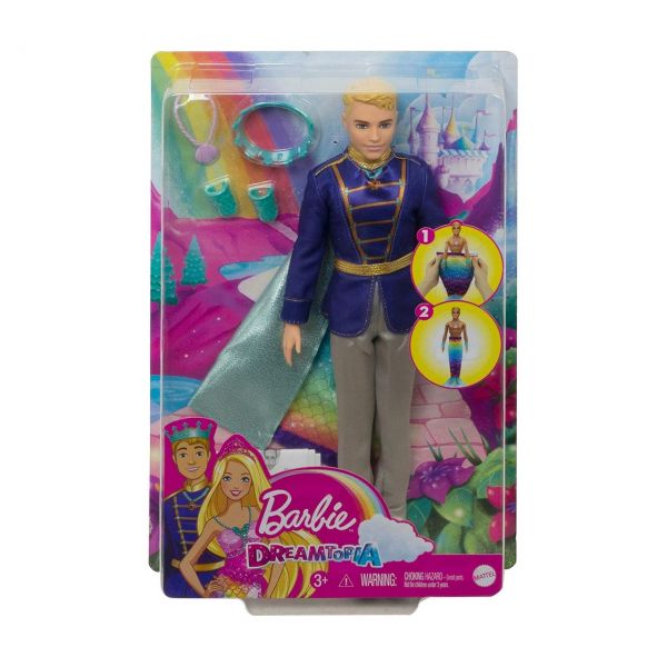 MATTEL GTF93 - Barbie Dreamtopia - 2-in-1 Prinz &amp; Meermann Puppe
