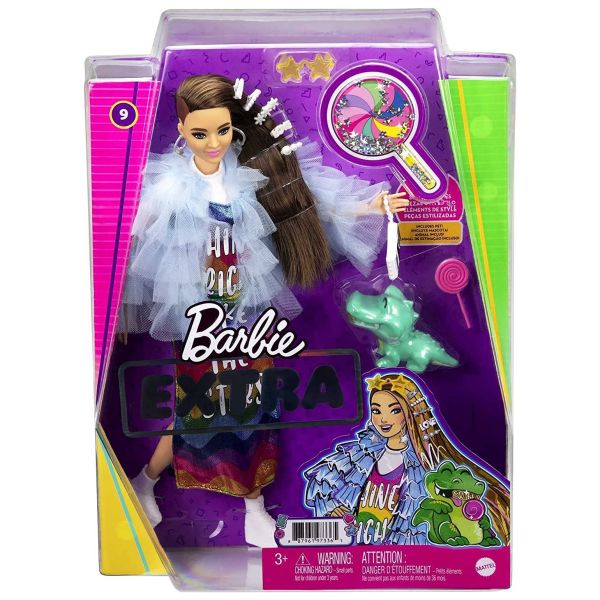 MATTEL GYJ78 - Barbie - Extra Puppe mit Regenbogenkleid