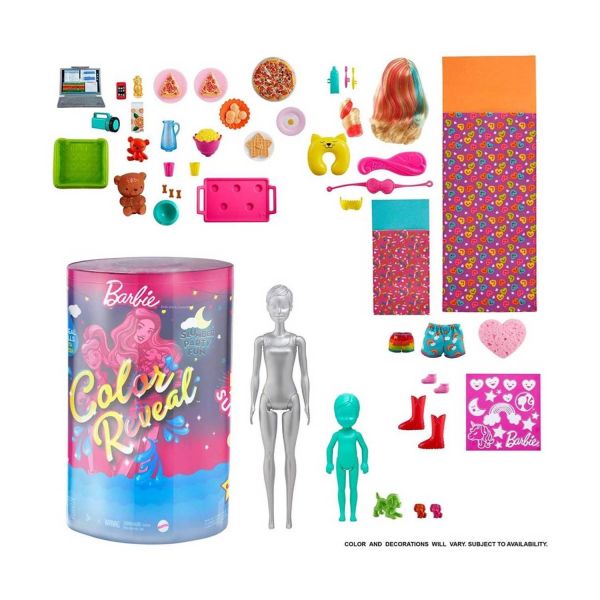 MATTEL GRK14 - Barbie Color Reveal - Pyjama-Party Deluxe Spielset mit 3 Puppen
