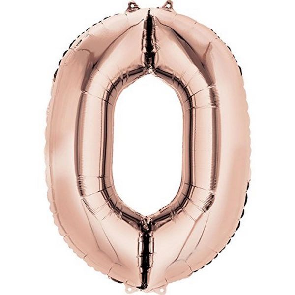 AMSCAN 3619001 - Folienballon - Zahl 0, rosé, gold