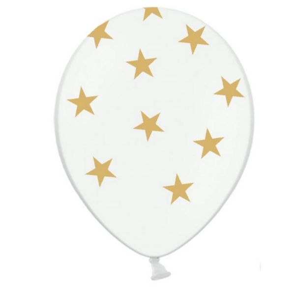 PD SB14P-257-008-6 - Luftballons 30cm - Pastell, Sterne, Weiß, 6 Stk.