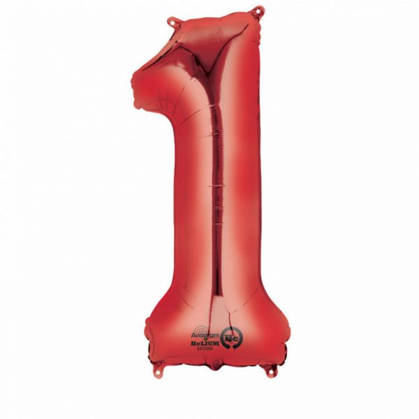 AMSCAN 2827401 - Folienballon - Zahl 1, rot, 33 x 88 cm