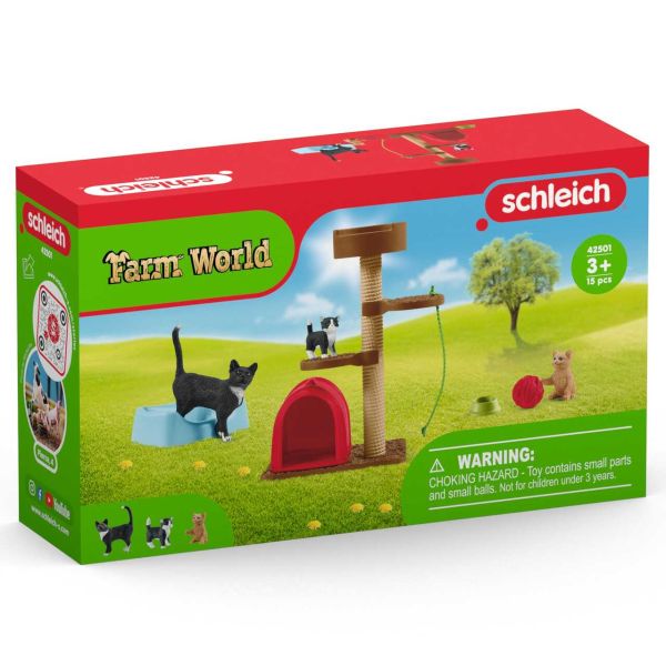 SCHLEICH 42501 - Farm World - Spielspaß für niedliche Katzen