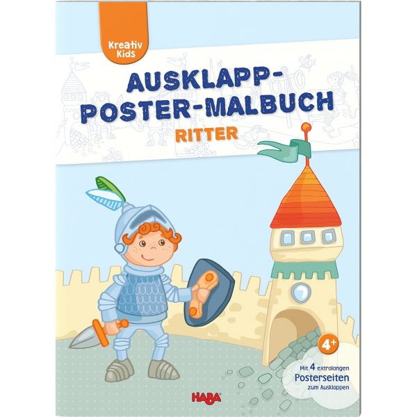 HABA 304455 - Kreativ Kids - Ausklapp-Poster-Malbuch Ritter