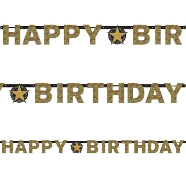 AMSCAN 9901179 - Sparkling Celebrations Gold, Happy Birthday - Partykette, 213x16,2 cm
