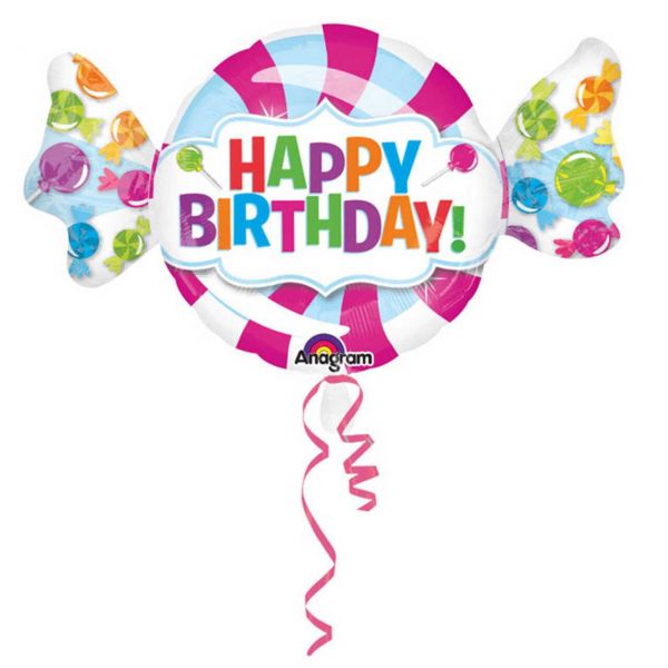 AMSCAN 3161775 - Folienballon SuperShape - Happy Birthday, Bon Bon, 101x60cm