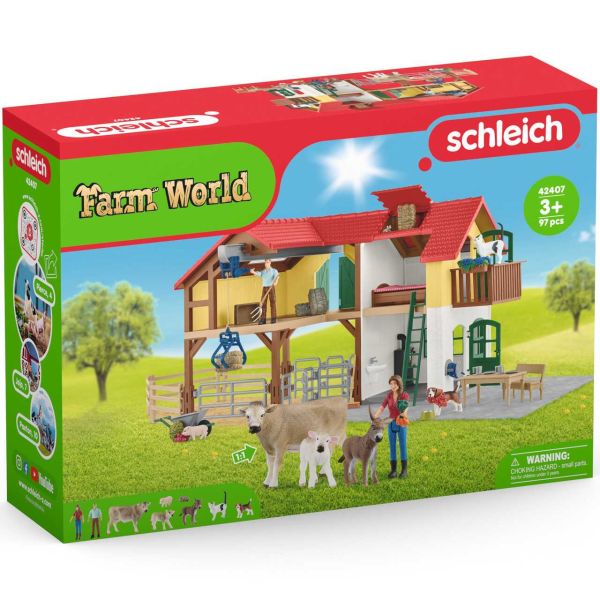 SCHLEICH 42407 - Farm World - Bauernhaus mit Stall und Tieren