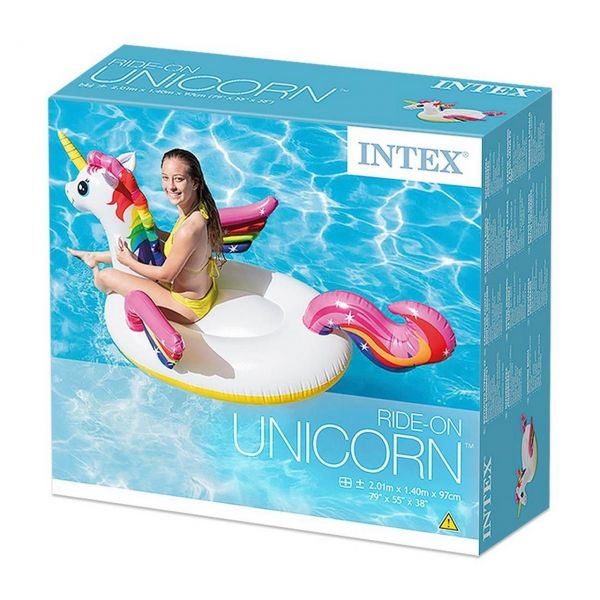 INTEX 57561NP - Aufblasbare Tiere - Ride-On Unicorn, 201 x 140 x 97 cm