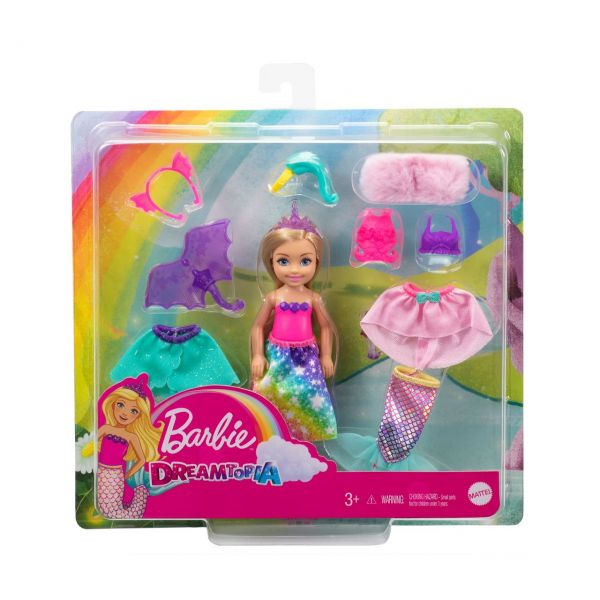 MATTEL GTF40 - Barbie Dreamtopia - Chelsea, 3-in 1 Fantasie Puppe