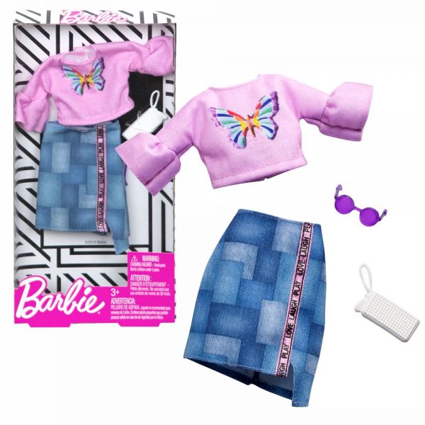 MATTEL FXJ02 - Barbie Fashionistas Bekleidung - Rosa Schmetterlings-Top mit Rock