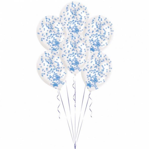 AMSCAN 9903278 - Geburtstag &amp; Party - Konfetti Latex Ballon, blau, 6 Stk