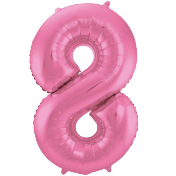 FOLAT 65908 - Folienballon - Zahl 8, Matte Pink, 86 cm