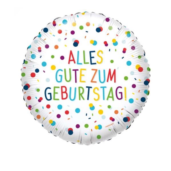 AMSCAN 4146475 - Folienballon Standard - Confetti Birthday Alles Gute, 43cm
