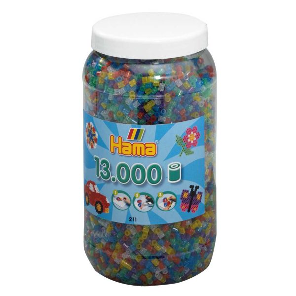 Hama 21154 - Bügelperlen Topf, 13.000 Perlen, 5 Glitter Farben gemischt