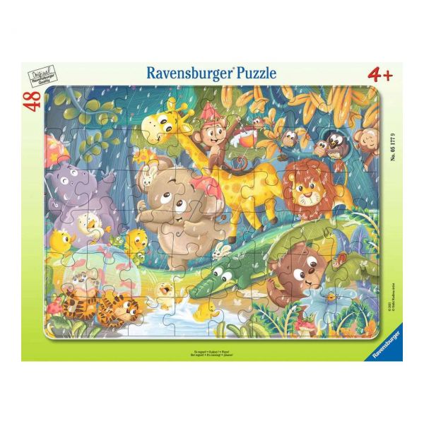 RAVENSBURGER 05177 - Rahmenpuzzle - Es regnet!, 48 Teile