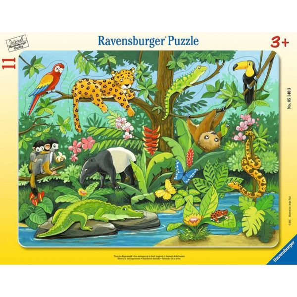 RAVENSBURGER 05140 - Rahmenpuzzle - Tiere im Regenwald, 11 Teile
