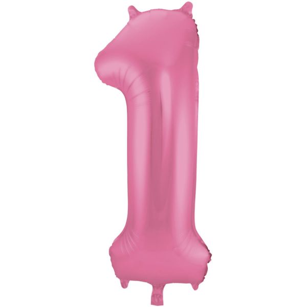 FOLAT 65901 - Folienballon - Zahl 1, Matte Pink, 86 cm