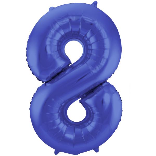 FOLAT 65928 - Folienballon - Zahl 8, Matte Blau, 86 cm